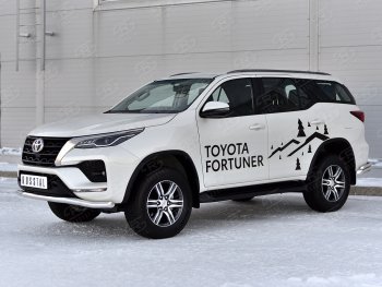 21 949 р. Защита переднего бампера (Ø63 мм, нержавейка) SLITKOFF Toyota Fortuner AN160 рестайлинг (2020-2024)  с доставкой в г. Набережные‑Челны. Увеличить фотографию 3