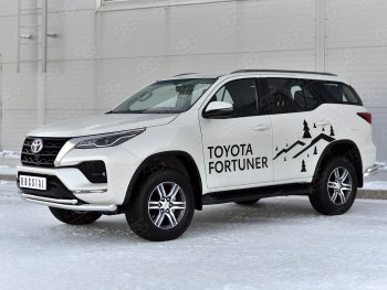 22 999 р. Защита переднего бампера (2 трубы Ø63 и 42 мм, нержавейка) SLITKOFF Toyota Fortuner AN160 рестайлинг (2020-2025)  с доставкой в г. Набережные‑Челны. Увеличить фотографию 2