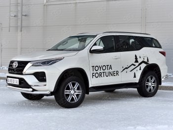 26 549 р. Защита переднего бампера (2 трубы Ø63, нержавейка) SLITKOFF Toyota Fortuner AN160 рестайлинг (2020-2025)  с доставкой в г. Набережные‑Челны. Увеличить фотографию 3