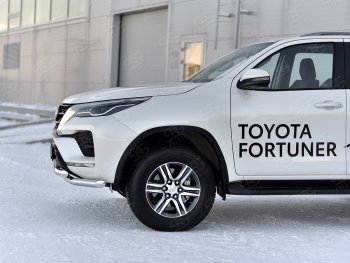 26 549 р. Защита переднего бампера (2 трубы Ø63, нержавейка) SLITKOFF  Toyota Fortuner  AN160 (2020-2025) рестайлинг  с доставкой в г. Набережные‑Челны. Увеличить фотографию 4