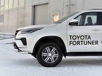 31 999 р. Защита переднего бампера (Ø63 мм с клыками, нержавейка) SLITKOFF Toyota Fortuner AN160 рестайлинг (2020-2024)  с доставкой в г. Набережные‑Челны. Увеличить фотографию 4