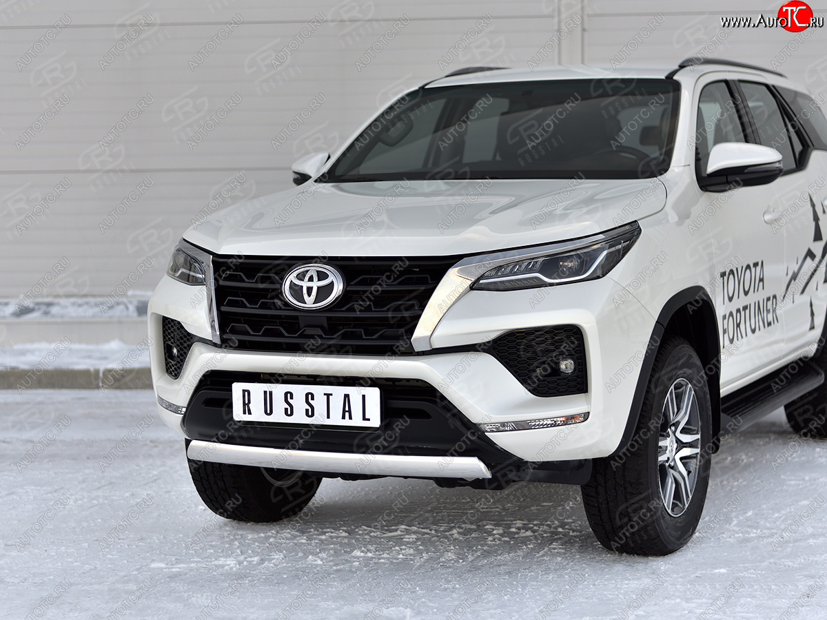 16 699 р. Защита переднего бампера (Ø75х42 мм, нержавейка) Russtal Toyota Fortuner AN160 рестайлинг (2020-2024)  с доставкой в г. Набережные‑Челны