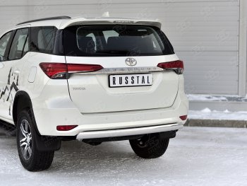 10 649 р. Защита заднего бампера (Ø75х42 мм, нержавейка) Russtal  Toyota Fortuner  AN160 (2020-2024) рестайлинг  с доставкой в г. Набережные‑Челны. Увеличить фотографию 2