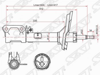 Левый амортизатор задний SAT Toyota Highlander XU20 дорестайлинг (2000-2003)