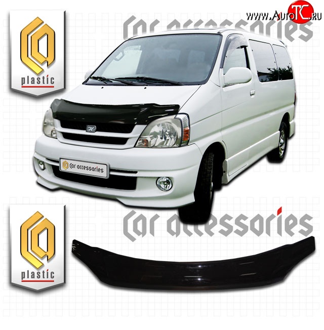 2 199 р. Дефлектор капота CA Plastic (черный)  Toyota Hiace Regius (1997-2002) (Classic черный, Без надписи)  с доставкой в г. Набережные‑Челны