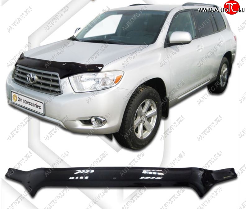 2 199 р. Дефлектор капота CA-Plastic  Toyota Highlander  XU40 (2007-2010) дорестайлинг (Classic черный, Без надписи)  с доставкой в г. Набережные‑Челны