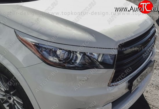 2 199 р. Реснички на фары TopKontur Design Toyota Highlander XU50 дорестайлинг (2013-2017) (Неокрашенные)  с доставкой в г. Набережные‑Челны