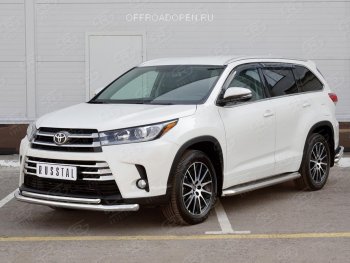 23 799 р. Защита переднего бампера (2 трубы Ø63 и 42 мм, нержавейка) SLITKOFF  Toyota Highlander  XU50 (2013-2017) дорестайлинг  с доставкой в г. Набережные‑Челны. Увеличить фотографию 3