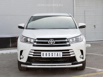 23 799 р. Защита переднего бампера (2 трубы Ø63 и 42 мм, нержавейка) SLITKOFF  Toyota Highlander  XU50 (2013-2017) дорестайлинг  с доставкой в г. Набережные‑Челны. Увеличить фотографию 4