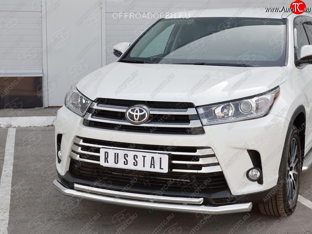 23 799 р. Защита переднего бампера (2 трубы Ø63 и 42 мм, нержавейка) SLITKOFF  Toyota Highlander  XU50 (2013-2017) дорестайлинг  с доставкой в г. Набережные‑Челны