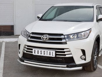 23 799 р. Защита переднего бампера (2 трубы Ø63 и 42 мм, нержавейка) SLITKOFF Toyota Highlander XU50 рестайлинг (2016-2020)  с доставкой в г. Набережные‑Челны. Увеличить фотографию 2