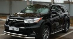 24 599 р. Защита переднего бампера (2 трубыØ63 мм, нержавейка) SLITKOFF  Toyota Highlander  XU50 (2013-2017) дорестайлинг  с доставкой в г. Набережные‑Челны. Увеличить фотографию 3