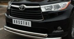 24 599 р. Защита переднего бампера (2 трубыØ63 мм, нержавейка) SLITKOFF  Toyota Highlander  XU50 (2013-2017) дорестайлинг  с доставкой в г. Набережные‑Челны. Увеличить фотографию 4