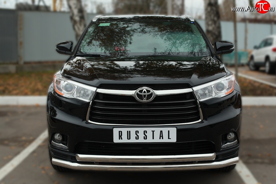 24 599 р. Защита переднего бампера (2 трубыØ63 мм, нержавейка) SLITKOFF  Toyota Highlander  XU50 (2013-2017) дорестайлинг  с доставкой в г. Набережные‑Челны