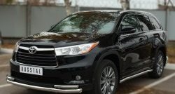 24 599 р. Защита переднего бампера (2 трубыØ63 и 42 мм, нержавейка) SLITKOFF Toyota Highlander XU50 дорестайлинг (2013-2017)  с доставкой в г. Набережные‑Челны. Увеличить фотографию 2