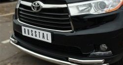 24 599 р. Защита переднего бампера (2 трубыØ63 и 42 мм, нержавейка) SLITKOFF Toyota Highlander XU50 дорестайлинг (2013-2017)  с доставкой в г. Набережные‑Челны. Увеличить фотографию 3