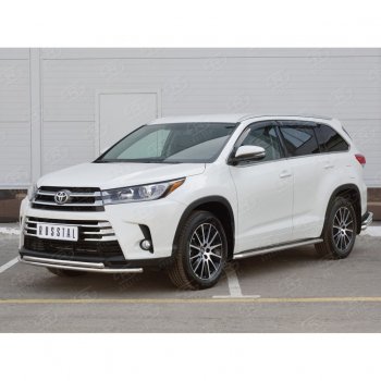 20 399 р. Защита переднего бампера (2 трубыØ42 мм, нержавейка) SLITKOFF  Toyota Highlander  XU50 (2013-2017) дорестайлинг  с доставкой в г. Набережные‑Челны. Увеличить фотографию 2