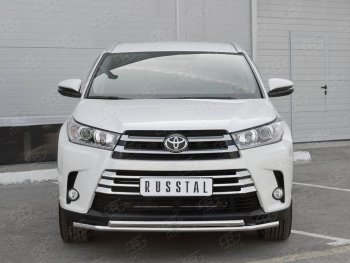 20 399 р. Защита переднего бампера (2 трубыØ42 мм, нержавейка) SLITKOFF  Toyota Highlander  XU50 (2013-2017) дорестайлинг  с доставкой в г. Набережные‑Челны. Увеличить фотографию 3