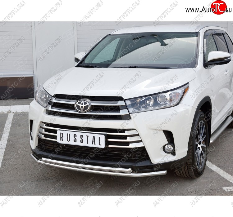 20 399 р. Защита переднего бампера (2 трубыØ42 мм, нержавейка) SLITKOFF  Toyota Highlander  XU50 (2013-2017) дорестайлинг  с доставкой в г. Набережные‑Челны