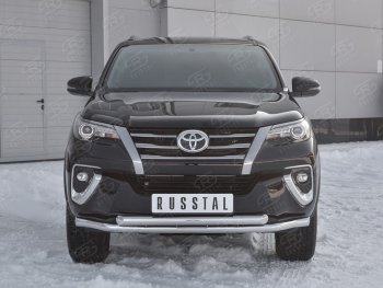 28 999 р. Защита переднего бампера (2 трубыØ63 мм, нержавейка) SLITKOFF  Toyota Highlander  XU50 (2013-2017) дорестайлинг  с доставкой в г. Набережные‑Челны. Увеличить фотографию 3