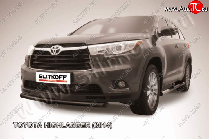 9 999 р. защита переднего бампера Slitkoff  Toyota Highlander  XU50 (2013-2017) дорестайлинг (Цвет: серебристый)  с доставкой в г. Набережные‑Челны