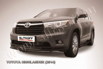 9 999 р. Защита переднего бампер Slitkoff  Toyota Highlander  XU50 (2013-2017) дорестайлинг (Цвет: серебристый)  с доставкой в г. Набережные‑Челны. Увеличить фотографию 1