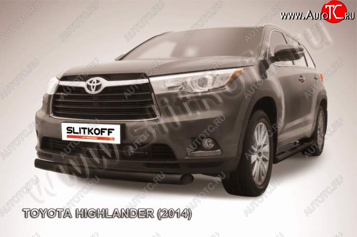 11 249 р. Защита переднего бампер Slitkoff Toyota Highlander XU50 дорестайлинг (2013-2017) (Цвет: серебристый)  с доставкой в г. Набережные‑Челны