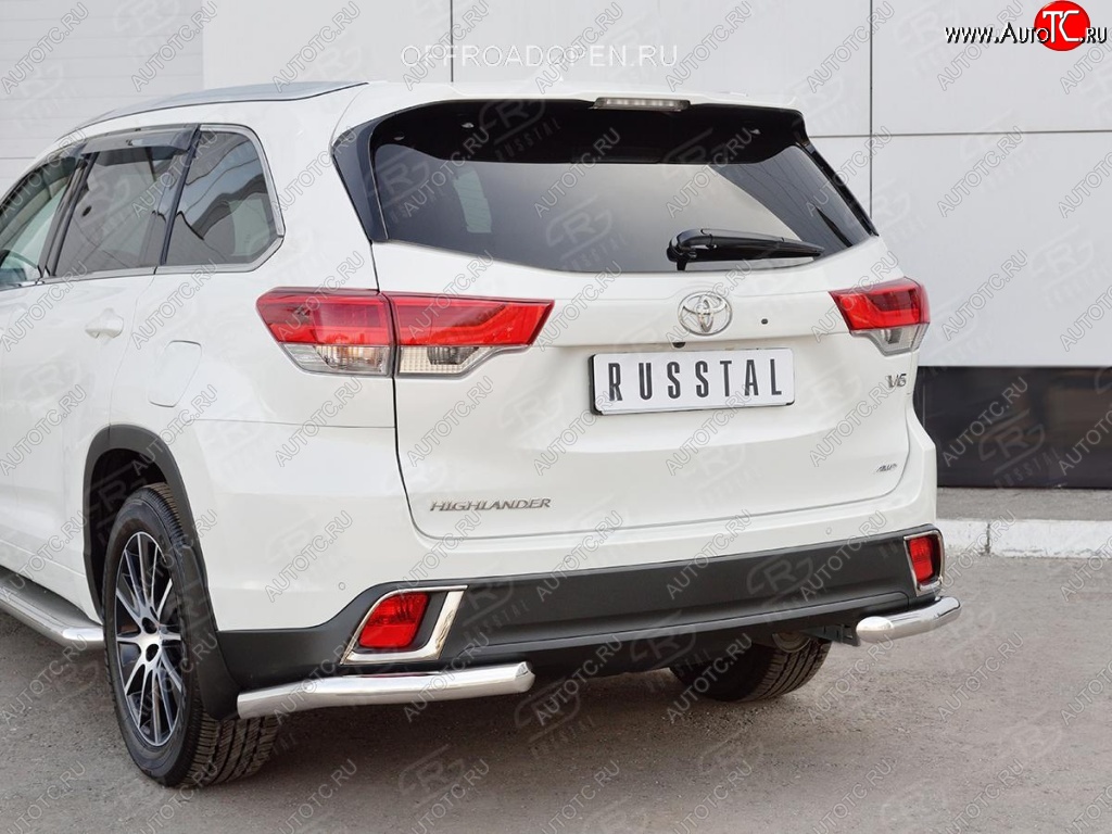 13 999 р. Защита заднего бампера (Ø63 мм уголки, нержавейка) SLITKOFF Toyota Highlander XU50 дорестайлинг (2013-2017)  с доставкой в г. Набережные‑Челны