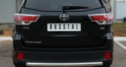 16 249 р. Защита заднего бампера (Ø63 мм, нержавейка) SLITKOFF  Toyota Highlander  XU50 (2013-2017) дорестайлинг  с доставкой в г. Набережные‑Челны. Увеличить фотографию 2