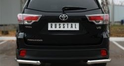 12 999 р. Защита заднего бампера (Ø63 мм уголки, нержавейка) SLITKOFF Toyota Highlander XU50 дорестайлинг (2013-2017)  с доставкой в г. Набережные‑Челны. Увеличить фотографию 2