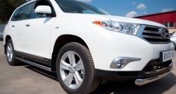 13 299 р. Защита порогов из круглой трубы диаметром 76 мм (рестайлинг) Russtal Toyota Highlander XU40 рестайлинг (2010-2013) (Защита порогов с со скосами на торцах (вариант 1))  с доставкой в г. Набережные‑Челны. Увеличить фотографию 12