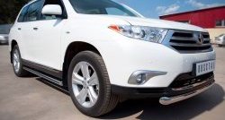 13 299 р. Защита порогов из круглой трубы диаметром 76 мм (рестайлинг) Russtal Toyota Highlander XU40 рестайлинг (2010-2013) (Защита порогов с со скосами на торцах (вариант 1))  с доставкой в г. Набережные‑Челны. Увеличить фотографию 4