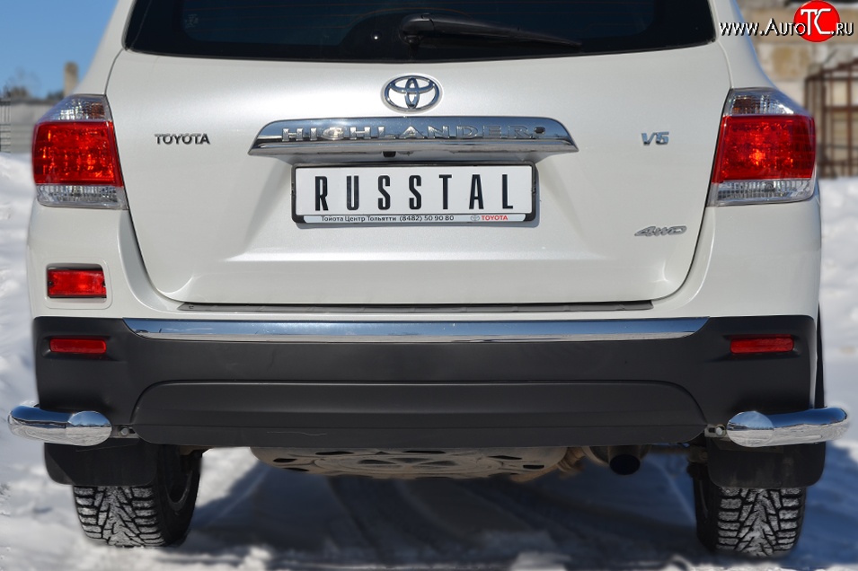 11 299 р. Защита заднего бампера (Ø76 мм уголки, нержавейка) SLITKOFF  Toyota Highlander  XU40 (2010-2013) рестайлинг  с доставкой в г. Набережные‑Челны