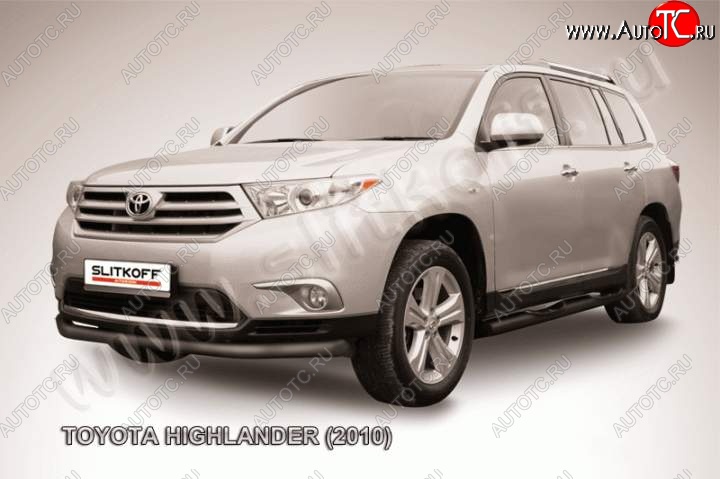 10 199 р. защита переднего бампера Slitkoff  Toyota Highlander  XU40 (2010-2013) рестайлинг (Цвет: серебристый)  с доставкой в г. Набережные‑Челны