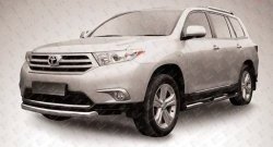 Защита переднего бампера из короткой трубы диаметром 76 мм Slitkoff Toyota (Тойота) Highlander (Хайлэндер)  XU40 (2010-2013) XU40 рестайлинг