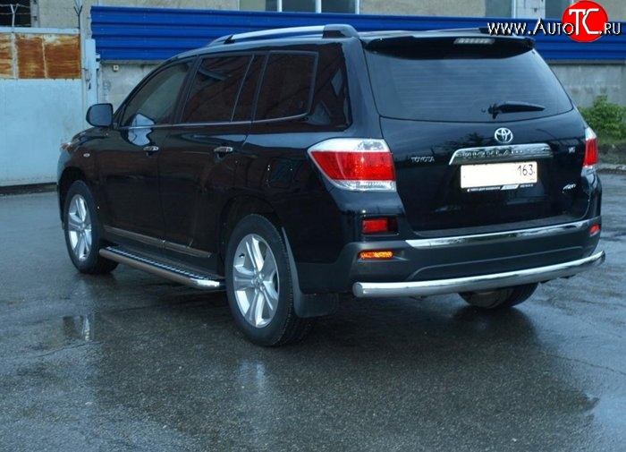 11 499 р. Защита заднего бампера d75x42 ммМеталл Дизайн  Toyota Highlander  XU40 (2007-2010) дорестайлинг (полированная нержавейка)  с доставкой в г. Набережные‑Челны