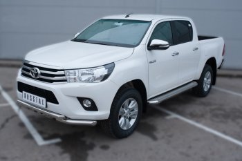 46 799 р. Порожки для ног (труба Ø63) SLITKOFF  Toyota Hilux  AN120 (2016-2020) дорестайлинг (лист - нержавейка, профиль - нержавейка)  с доставкой в г. Набережные‑Челны. Увеличить фотографию 4