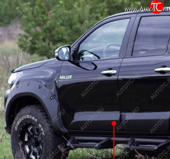 3 499 р. Молдинг двери RA (передний левый)  Toyota Hilux  AN120 (2016-2020) дорестайлинг (Поверхность глянец под покраску, Неокрашенный)  с доставкой в г. Набережные‑Челны