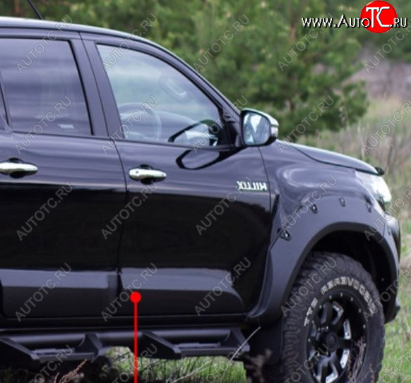 3 499 р. Молдинг двери RA (передний правый)  Toyota Hilux  AN120 (2016-2020) дорестайлинг (Поверхность глянец под покраску, Неокрашенный)  с доставкой в г. Набережные‑Челны