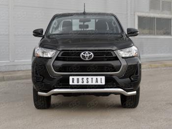 Защита переднего бампера (Ø63 мм волна, нержавейка) SLITKOFF Toyota (Тойота) Hilux (Хайлюкс)  AN120 (2020-2024) AN120 2-ой рестайлинг