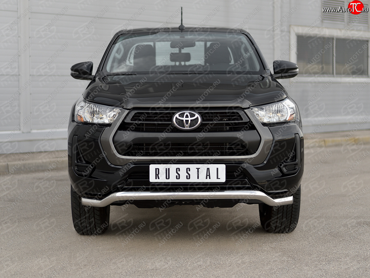 16 899 р. Защита переднего бампера (Ø63 мм волна) SLITKOFF  Toyota Hilux  AN120 (2020-2025) 2-ой рестайлинг (полированная нержавейка)  с доставкой в г. Набережные‑Челны