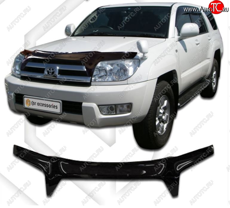 2 599 р. Дефлектор капота (N215) CA-Plastiс  Toyota Hilux Surf  N210 (2002-2005) дорестайлинг (Classic черный, Без надписи)  с доставкой в г. Набережные‑Челны