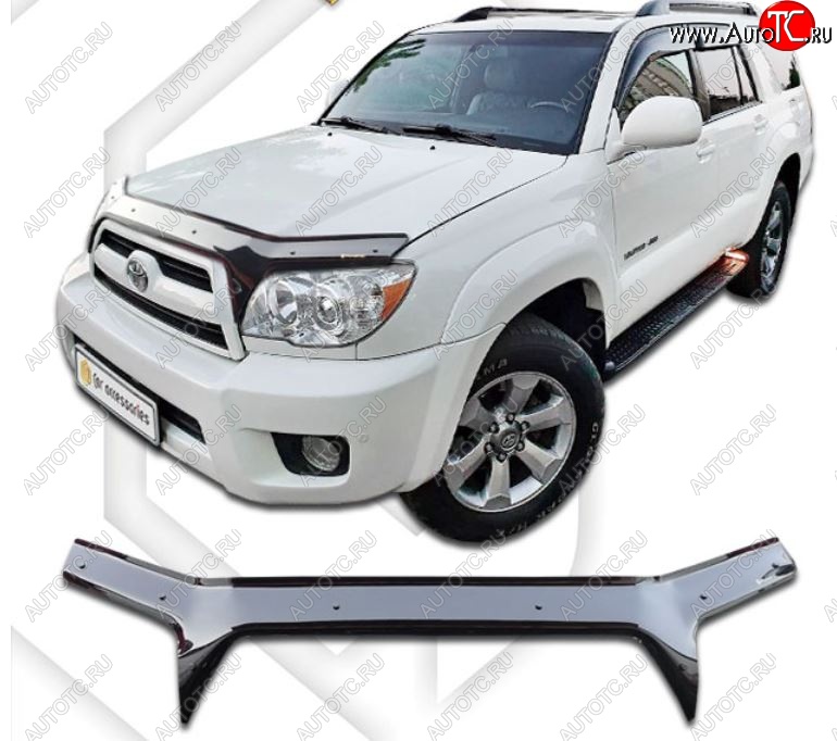 2 599 р. Дефлектор капота (GRN215W, TRN210W, TRN215W) CA-Plastiс  Toyota Hilux Surf  N210 (2005-2009) рестайлинг (Classic черный, Без надписи)  с доставкой в г. Набережные‑Челны