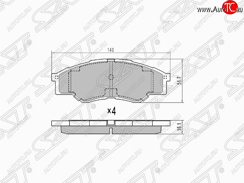 719 р. Колодки тормозные (передние) (короткая база) SAT Toyota Hilux AN10,AN20 дорестайлинг (2004-2008)  с доставкой в г. Набережные‑Челны