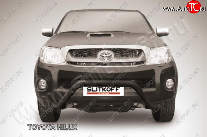 27 199 р. Кенгурятник d76 низкий широкий мини Slitkoff  Toyota Hilux  AN10,AN20 (2008-2011) 1-ый рестайлинг (Цвет: серебристый)  с доставкой в г. Набережные‑Челны