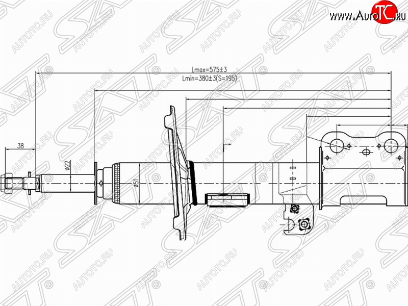 3 789 р. Левый амортизатор передний SAT Toyota Ipsum ACM20 дорестайлинг (2001-2003)  с доставкой в г. Набережные‑Челны