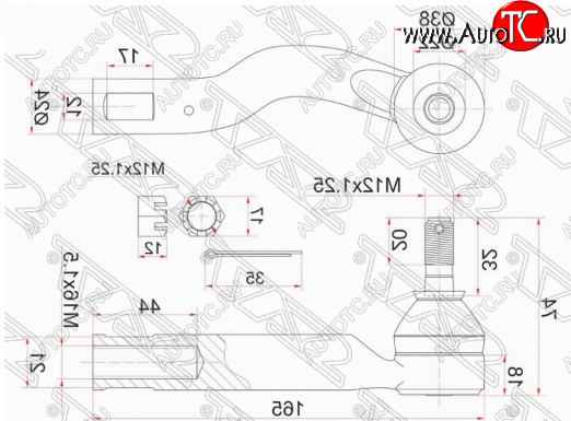 689 р. Правый наконечник рулевой тяги SAT  Toyota Ipsum  ACM20 (2001-2003) дорестайлинг  с доставкой в г. Набережные‑Челны