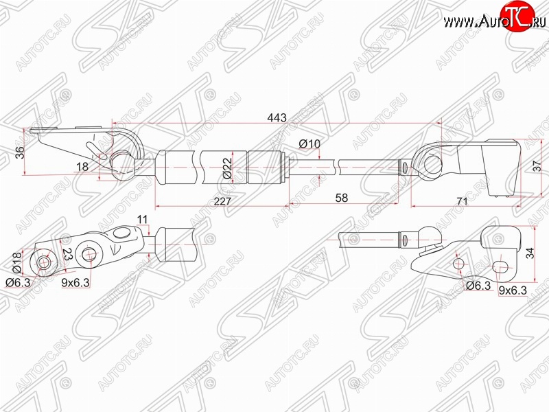 1 379 р. Левый газовый упор крышки багажника SAT  Toyota Ipsum  ACM20 (2001-2003) дорестайлинг  с доставкой в г. Набережные‑Челны