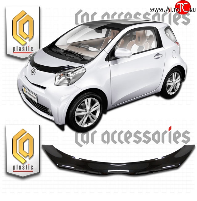 2 079 р. Дефлектор капота CA-Plastic  Toyota IQ (2008-2016) (Classic черный, Без надписи)  с доставкой в г. Набережные‑Челны