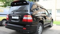 8 149 р. Накладка на задний бампер CT Toyota Land Cruiser 100 дорестайлинг (1998-2002) (Неокрашенная)  с доставкой в г. Набережные‑Челны. Увеличить фотографию 2